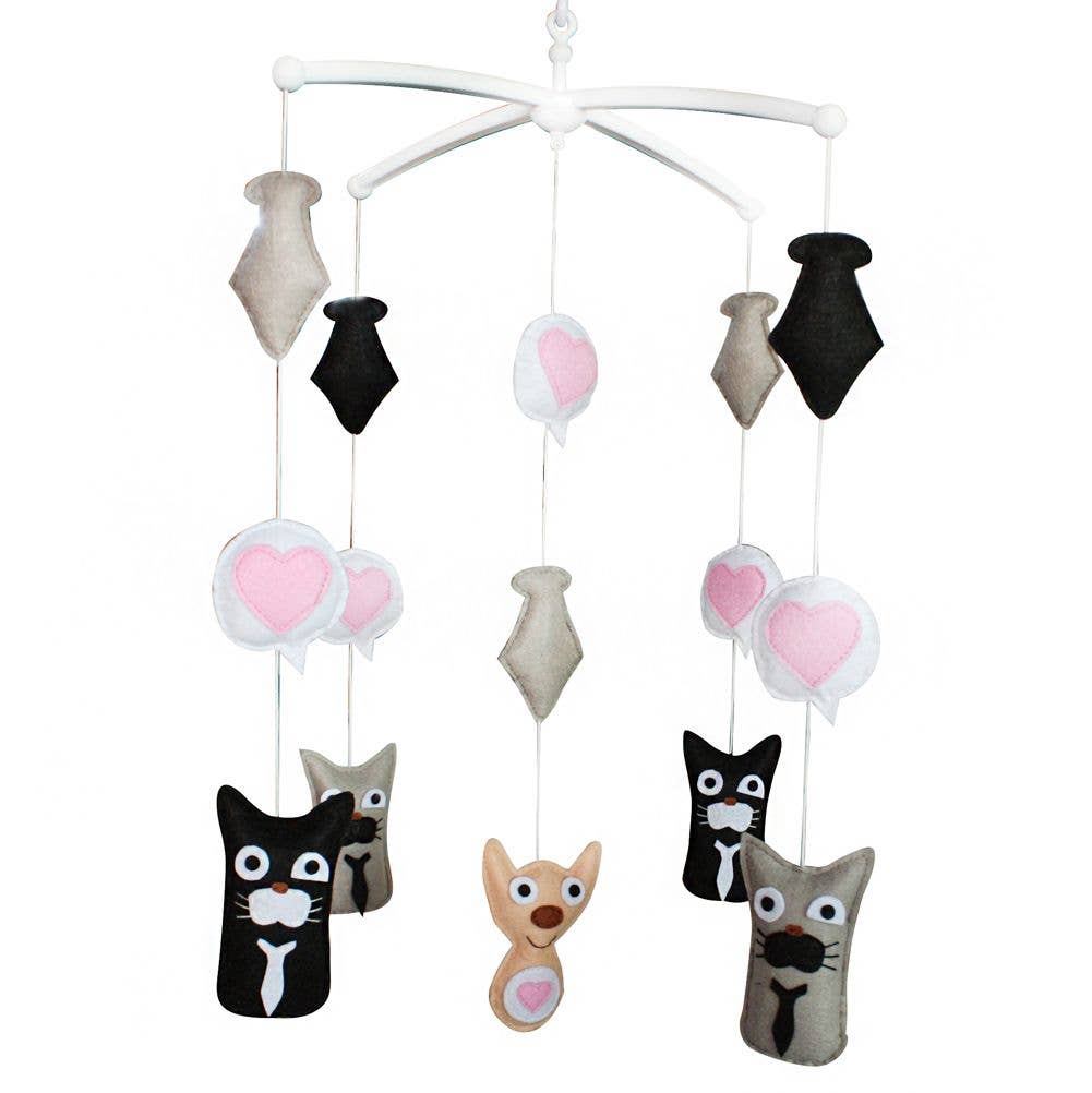 Naomi's Happy Place Shop - Wholesale Baby Mobile - Cute Cats Gentlemen Baby Crib Mobile Musical Crib Mobile Toy Gift Halloween Decor0