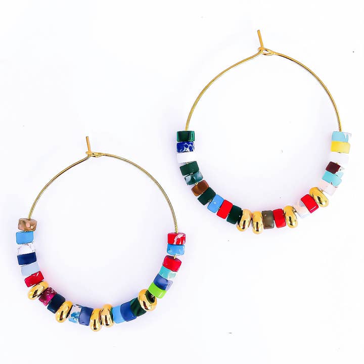 Creol-øreringe med karamelfarvede sten for engroshandel hos LITCHI