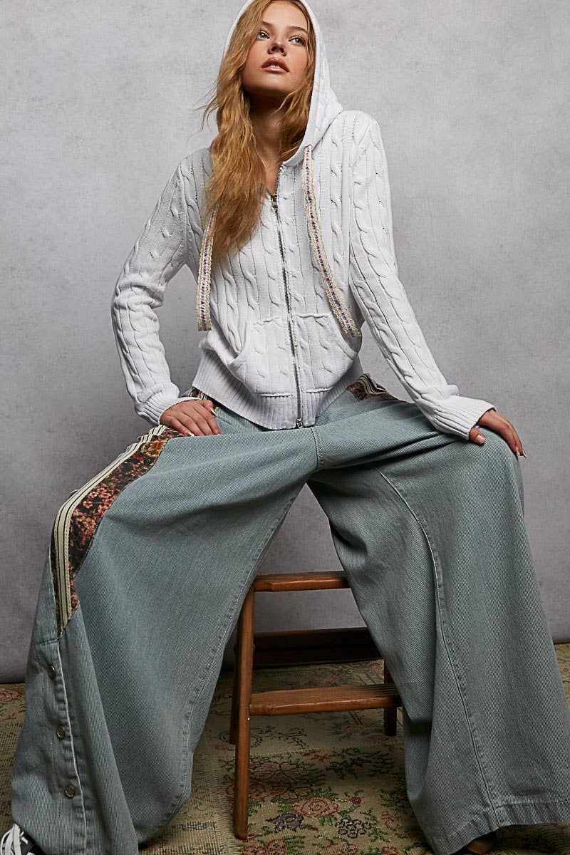 Pol Clothing - Wholesale Hoodie - Women's - Full Sleeve Solid Acrylic Sweater Hoodie Zip Up Knit Top24