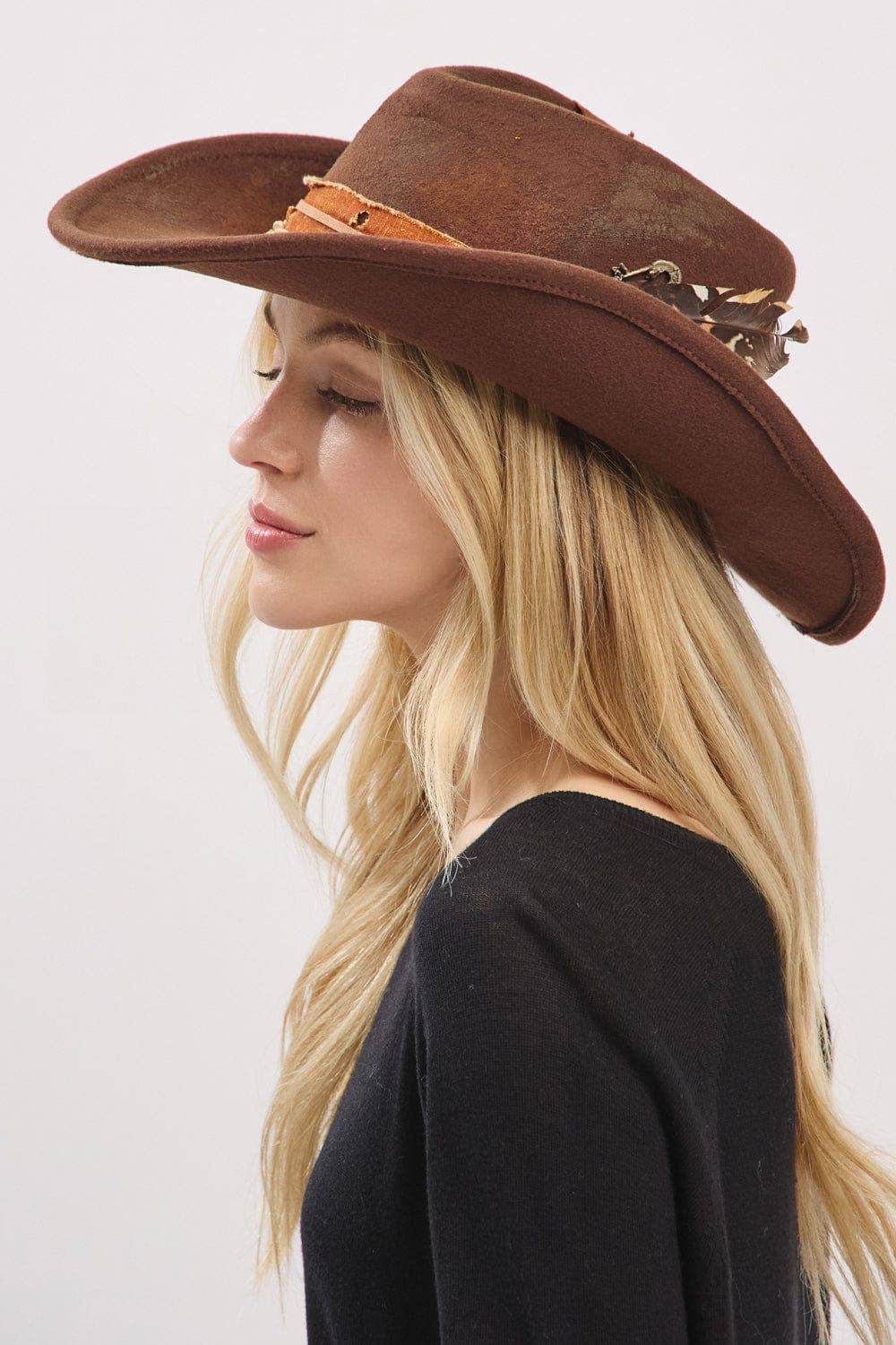 MiMi Wholesale - Wholesale Cowboy Hat - Women's - MH0242 Essie Heritage Worn Shapable Cowboy/Fedora Hat3