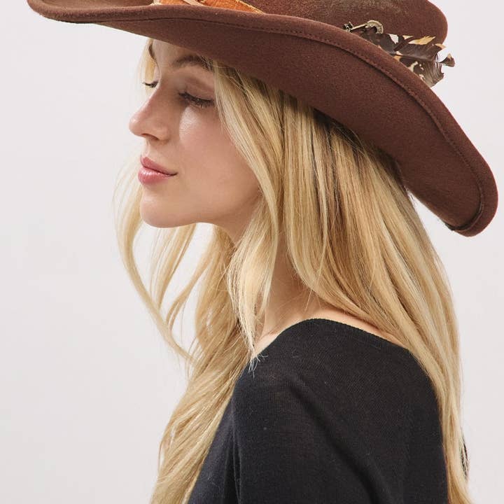 MiMi Wholesale - Wholesale Cowboy Hat - Women's - MH0242 Essie Heritage Worn Shapable Cowboy/Fedora Hat3