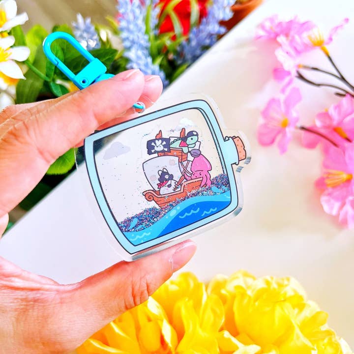 SumLilThings - Wholesale Keychain - Unisex - Shaker Keychain - Ship in a Bottle (Liquid Glitter)