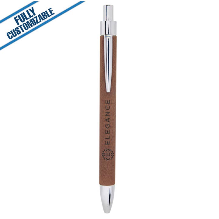 GiftWorksPlus - Vente Stylos - Stylo en similicuir gravé - Entièrement personnalisable3