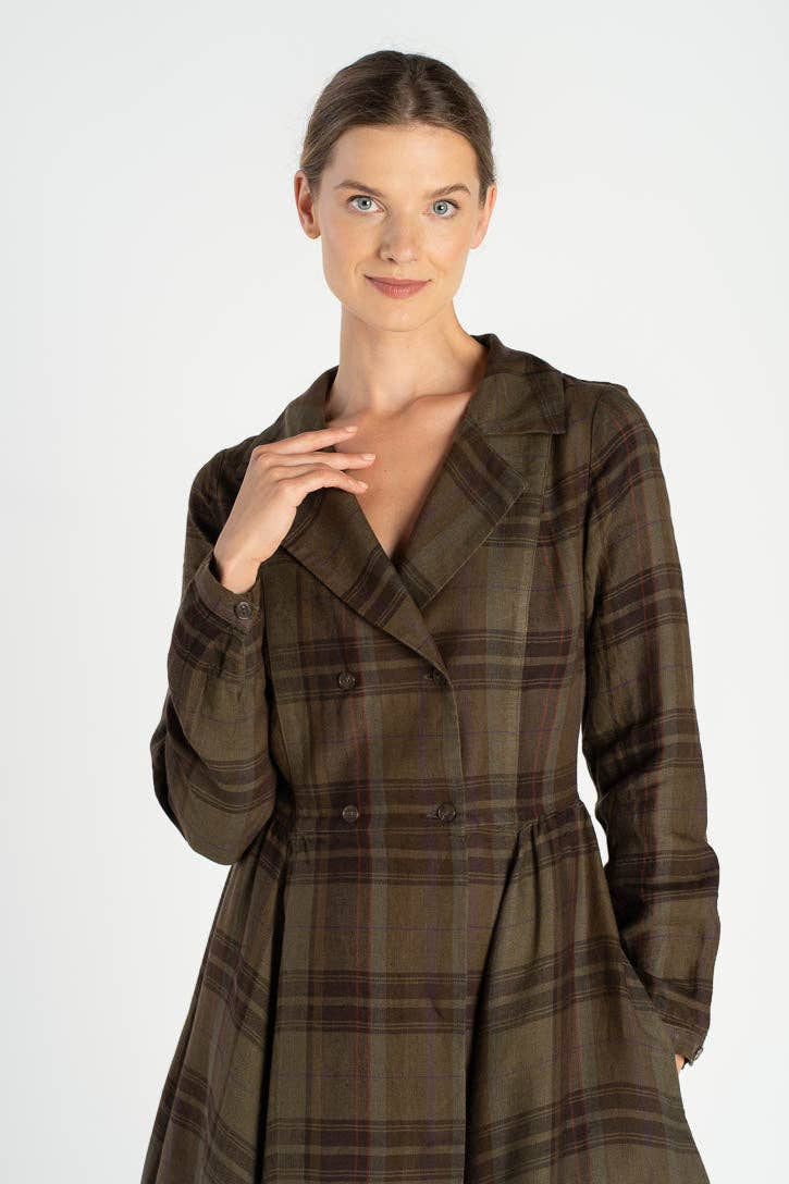 Son de Flor - Venta al por mayor Vestido - Mujer - Enola – Vestido Midi de Lino a Medida con Cuello con Muesca14