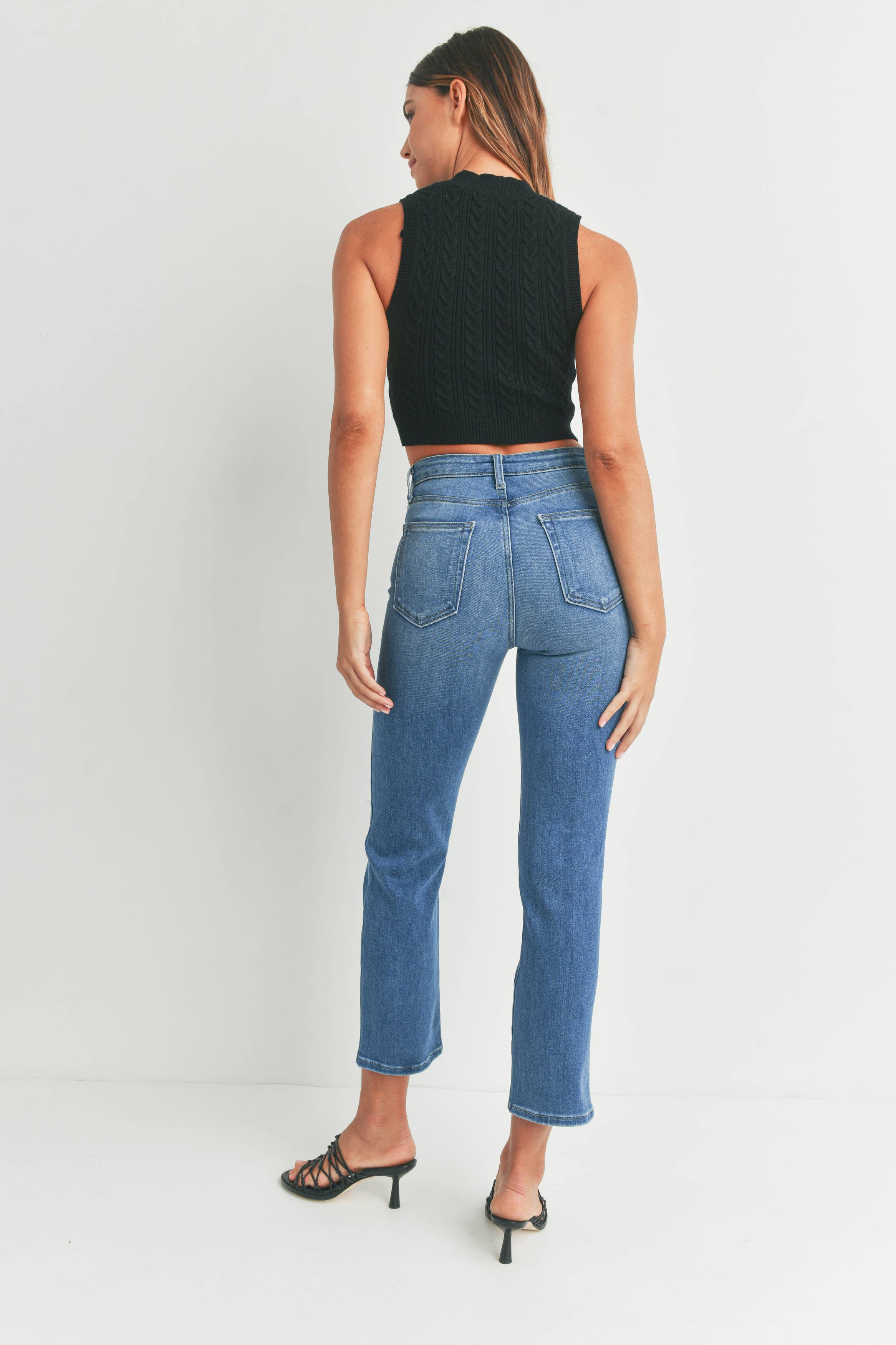 JUST BLACK DENIM - Wholesale Jeans - Women's - BP341J - MED - Straight Leg W/ Knee Slits2