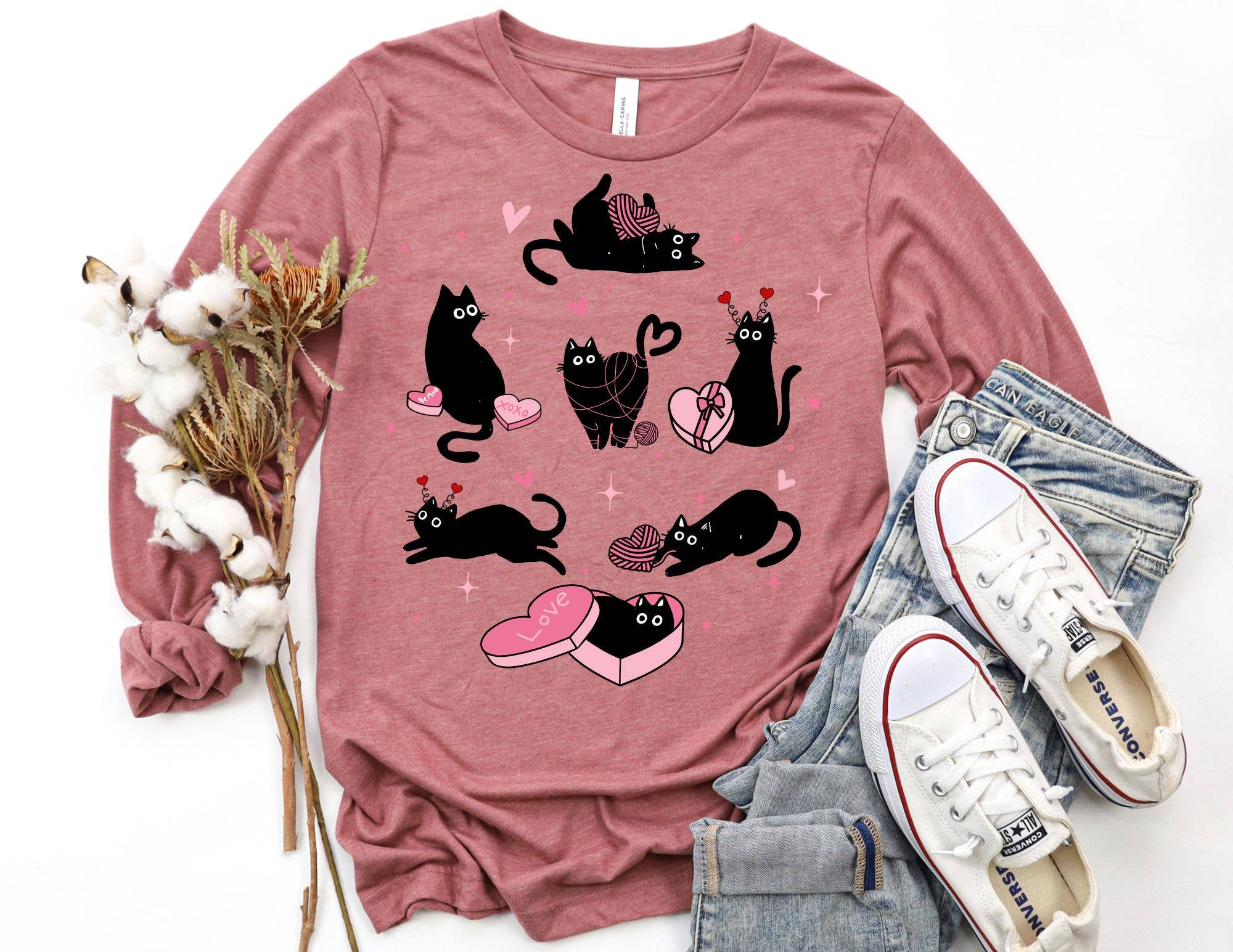 The Shirt Company - Wholesale T-Shirt (Graphic) - Women's - Cat Valentine Long Sleeve Shirt - Valentine's Day Shirt2