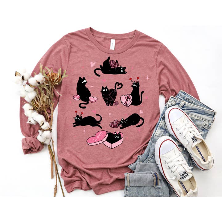 The Shirt Company - Wholesale T-Shirt (Graphic) - Women's - Cat Valentine Long Sleeve Shirt - Valentine's Day Shirt2