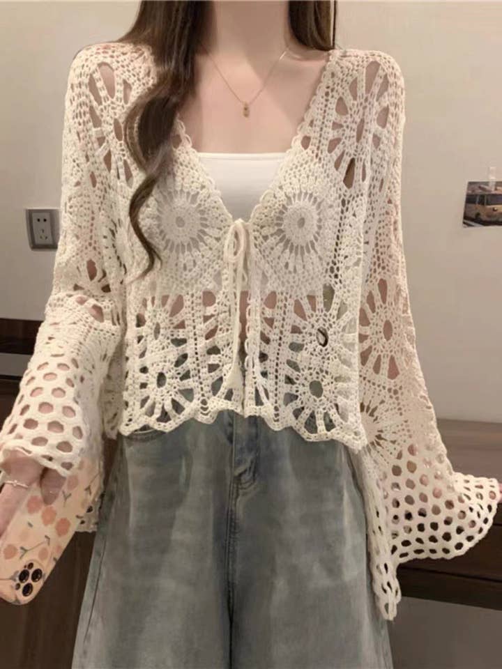 Hope & Sunshine - Wholesale Swim Cover Up - Women's - Bohemian Crochet Knit Cover-Up