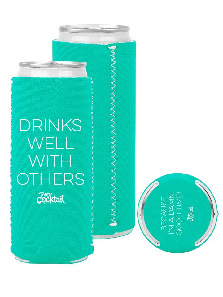 Drinks Well With Others Slim Neoprene Boozie for wholesale by Team Cocktail