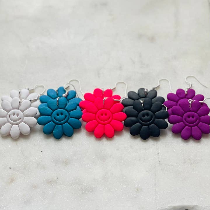Smiley Daisy - Polymer Clay Earrings for wholesale by Simply C's