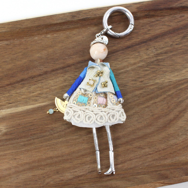 Pretty Persuasions - Wholesale Keychain - Women's - B24127 Stone Adorned French Doll Stainless Steel Keychain4
