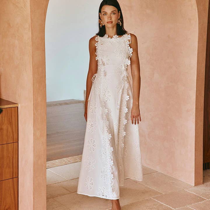 Lace Trim Strap Maxi Dress and other Purchase Wholesale whitedresses. Free Returns & Net 60 Terms on Faire trending on Faire.