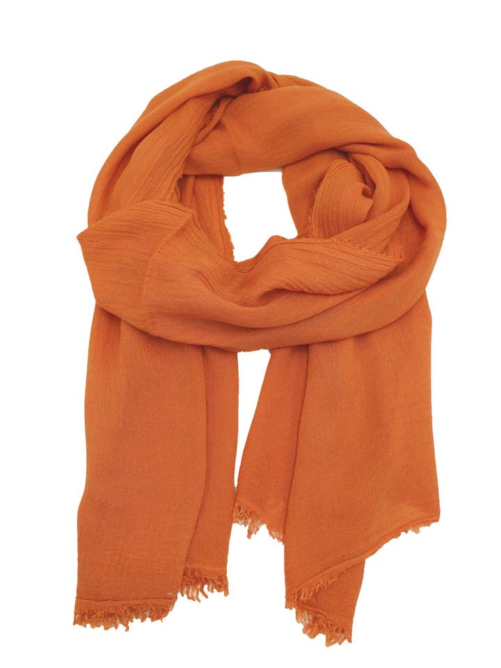 Schal aus Viskose und Bambus, nachhaltig, Korall-Orange für den Großhandel von Leslii