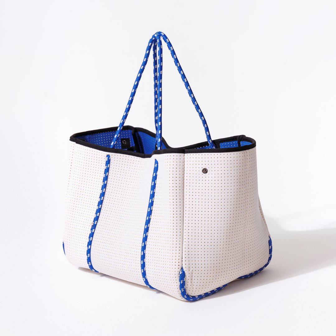 Pop Ups Brand - Wholesale Tote Bag - Women's - LARGE NEOPRENE TOTE BAG WHITE AND BLUES2