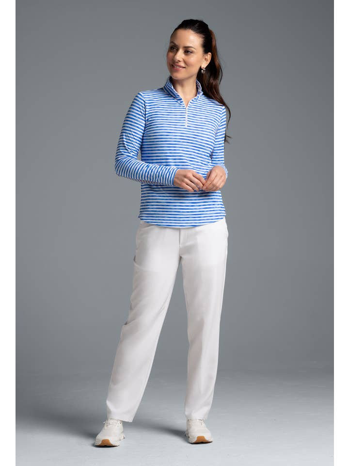 IBKÜL - Wholesale Athletic Top - Women's - Landon Stripe II Print Long Sleeve Mock Neck Top – 101646