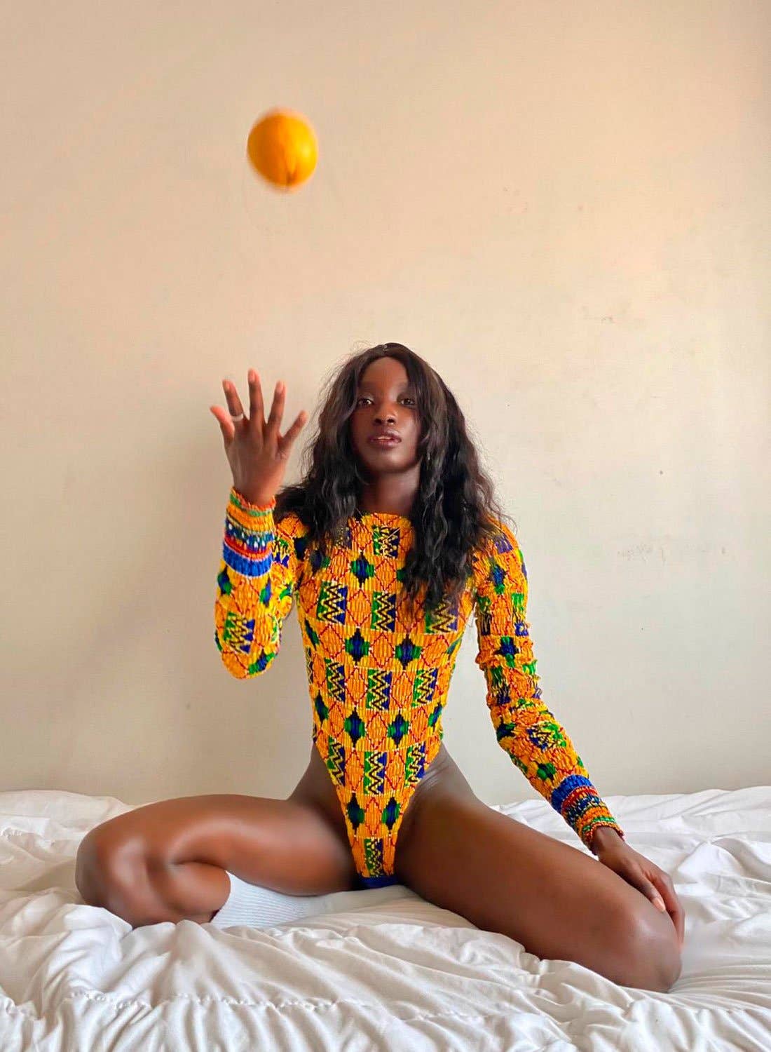 SUESES - Wholesale Bodysuit - Women's - Kente Adja stretch fabric bodysuit.