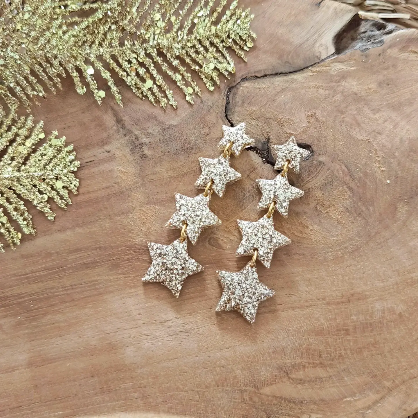 Les Noeuds de Maman - Wholesale Dangle Earrings - Champagne Star Earrings0