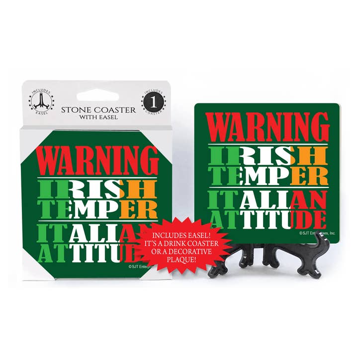 SJT Enterprises, Inc. – wholesale Underlägg – Varning: Irish Temper, Italian Attitude absorberande underlägg