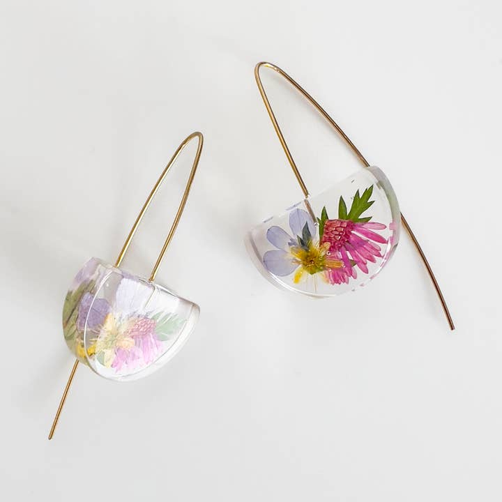 Botanical Small Half-Moon Dangle Earrings (Mix 4) for wholesale by Belart Fair Trade