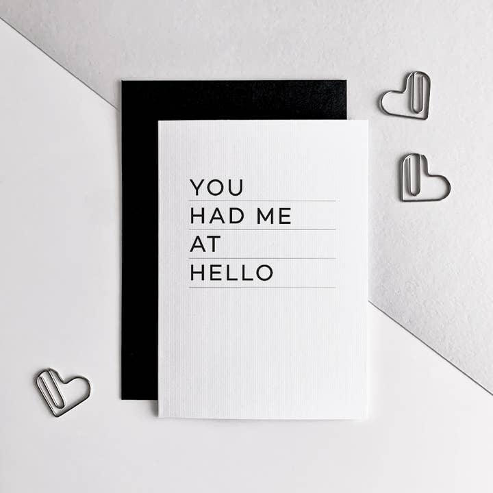 HELLO TIME – wholesale Love card – You Had Me At Hello Greetings Card