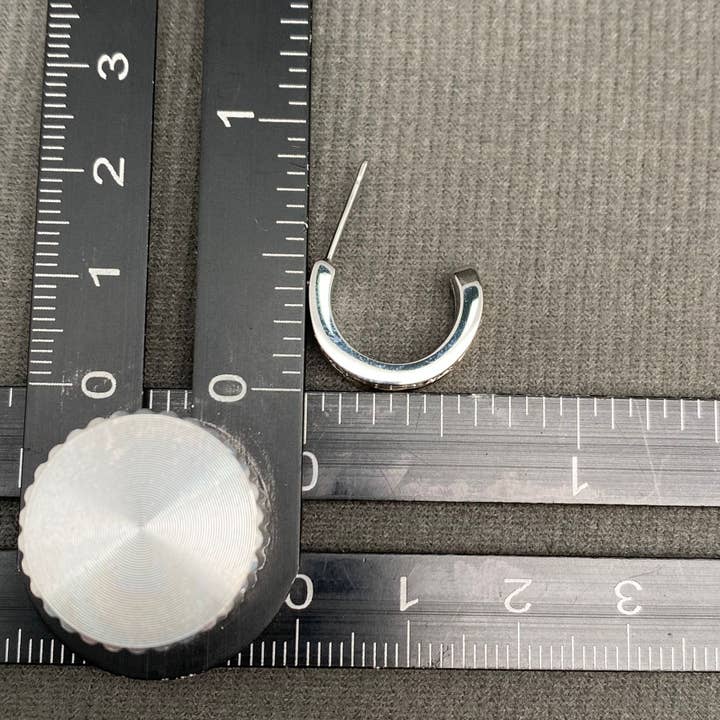 Mio Queena - Wholesale Hoop Earrings - CZ Inlaid Two Tone 18K Gold Plated S.Steel Post Earrings - FGS3