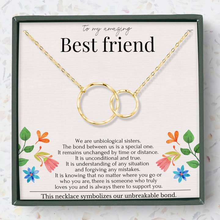 hope love shine - Wholesale Pendant/Charm Necklace - 2 Rings Eternity Circles Necklace A Best Friend Goodbye Gift