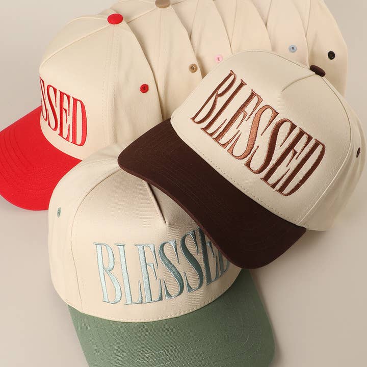 Fashion City - Wholesale Trucker Hat - Unisex - BLESSED Lettering Embroidery Baseball Cap2