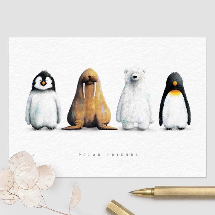 Polar Greetings Card - Newborn, Birthday or Baby Shower Card for wholesale by Tigercub Prints