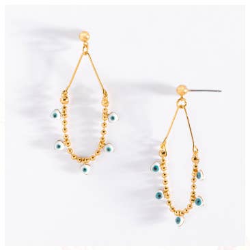 Lucky Blue Eye Earrings for wholesale by Celine