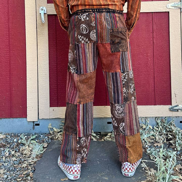 Jayli Clothing - Wholesale Pants - Women's - Hippie Cotton Patchwork Drawstring & Elastic Waist Pants2