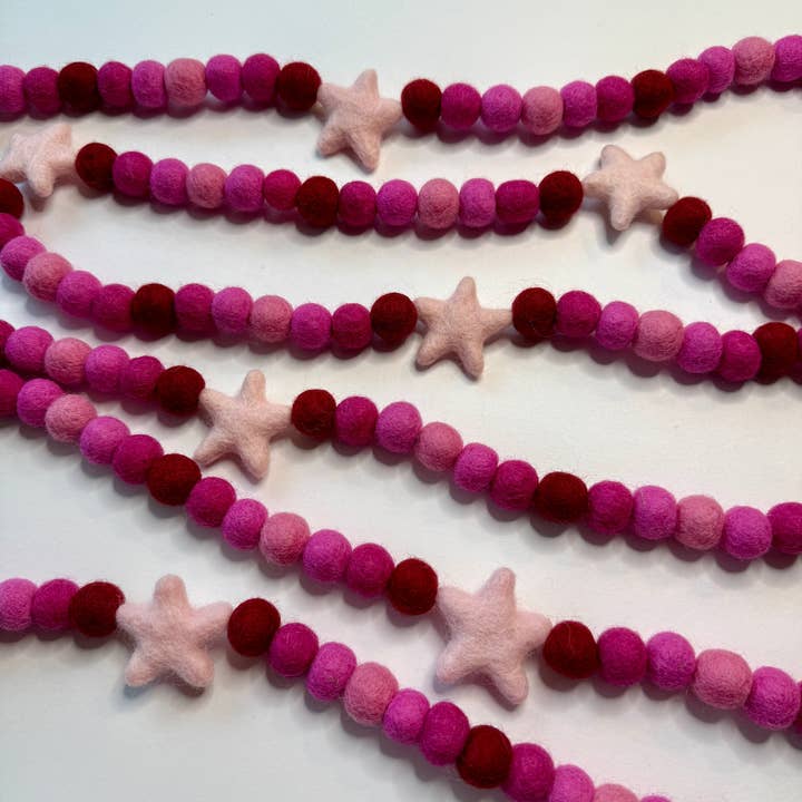 Star Valentines Day Felt Garland for wholesale by Honey Loom Designs