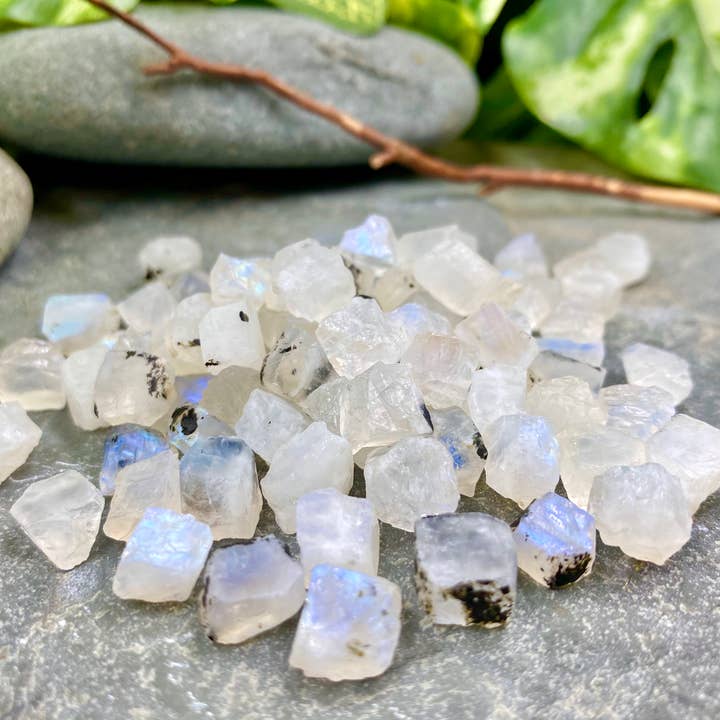 Earth Play Studios - Wholesale Knopjes/oorstekers - Ruwe blauwe iriserende maansteen sieraden helende edelsteen stud