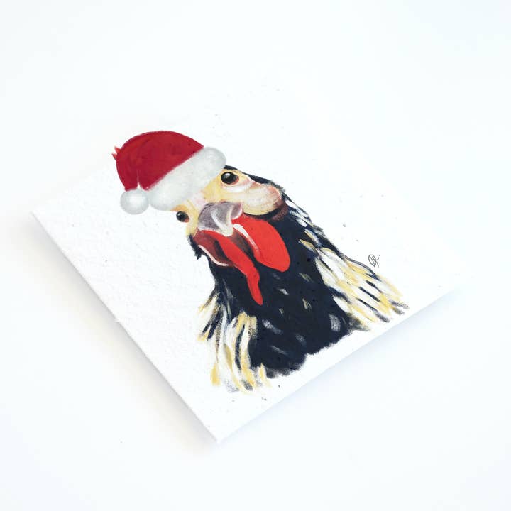 Rooster kerstkaart/Zero Waste & Handmade voor wholesale door Gabriella Rizzo Studio