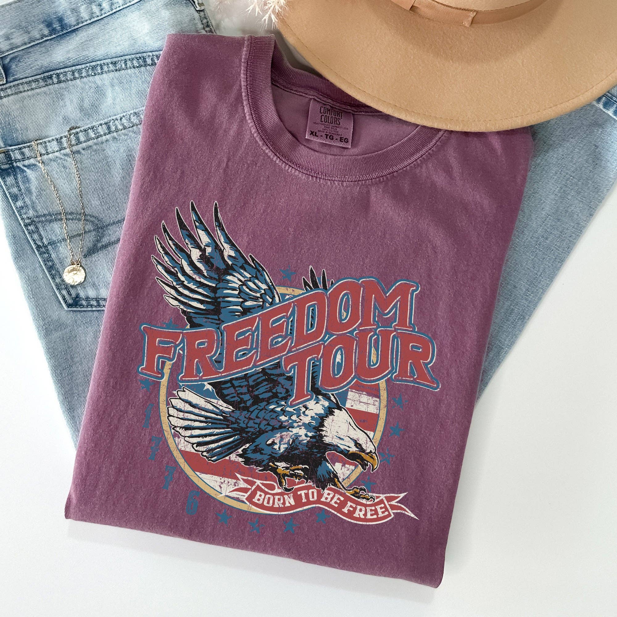 Refinery Number One LLC - Wholesale Screen Printed T-Shirt - Women's - Freedom Tour, America, 1776, Flag, Fighter Jets, Tshirt2