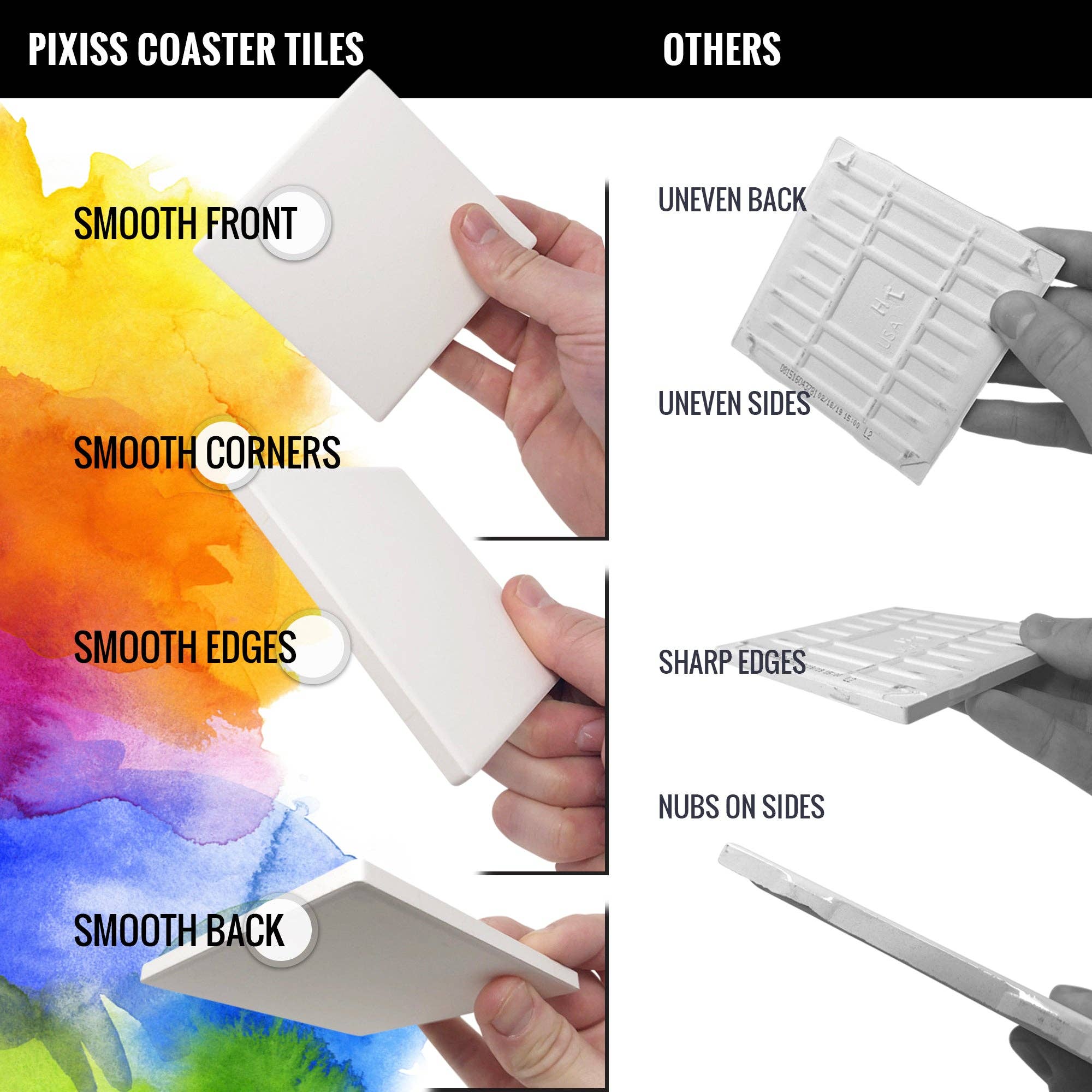 Pixiss – Kit de artesanato DIY por atacado – Pixiss Kit com 12 Bases Redondas de Cerâmica com Fundo de Cortiça2