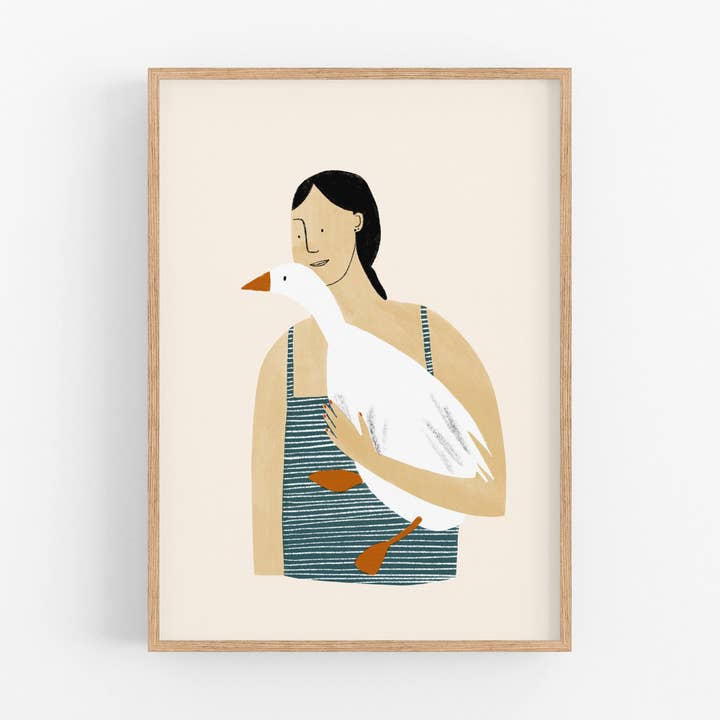 Taking Your Goose Out For A Swim - A4 Print for wholesale by Eline Veldhuisen Illustration
