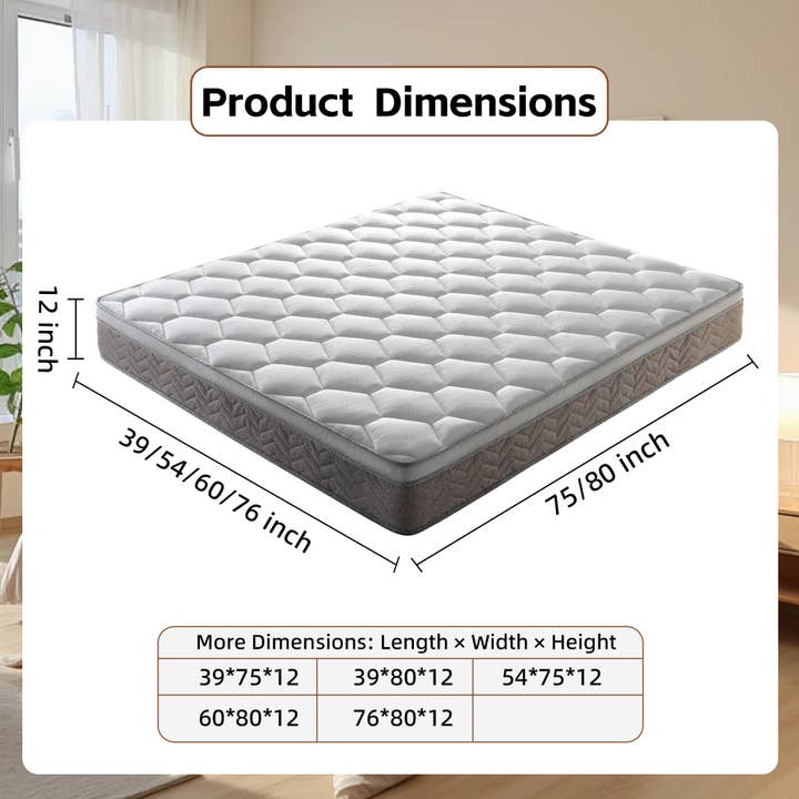 39F Inc. - Wholesale Bed - 12" Hybrid Mattress in a Box – Queen, Medium Firm6