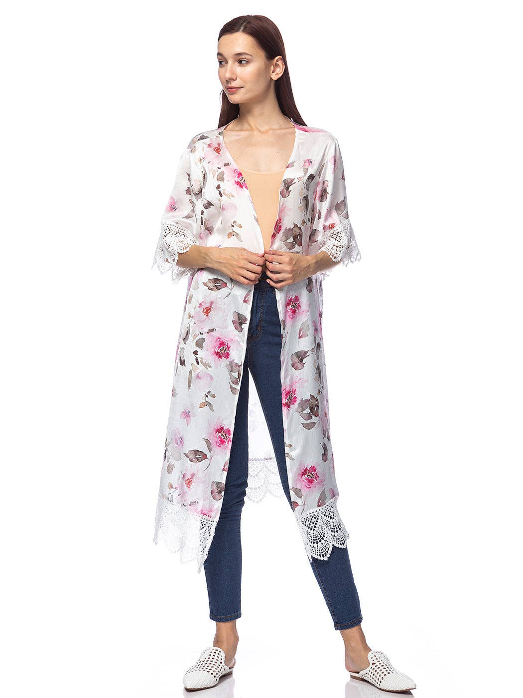 Anna Kaci Wholesale - Wholesale Kimono - Women's - Long Floral Lace Embroidered Kimono26