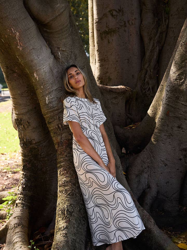 YAMBA DRESS CREAM SWIRL for wholesale by RALF STUDIOS