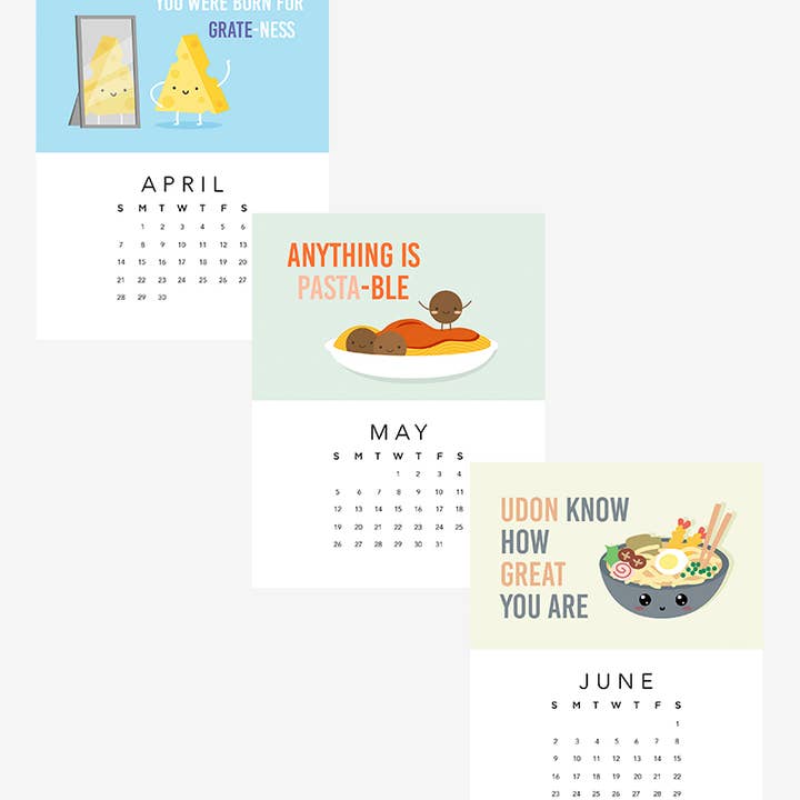 IMPAPER – Calendário por atacado – Calendário de Secretária 2026 "Food Puntastic" com Cavalete2