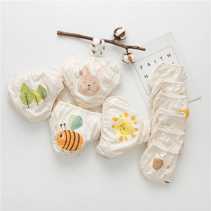 Ropa interior de triángulo de algodón con estampado de dibujos animados de niño y niña. para venta al por mayor de MyKids-USA®