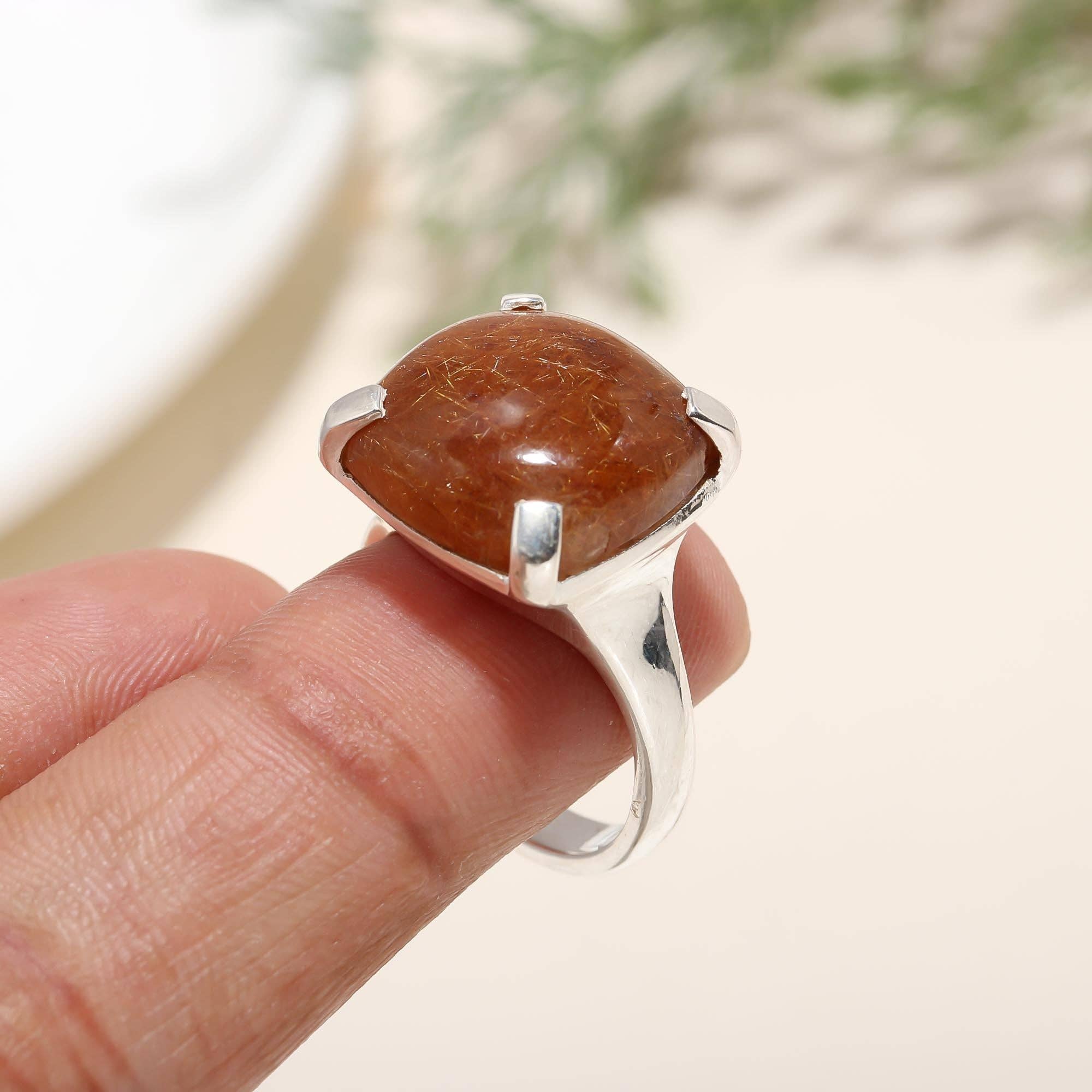AG 925 JEWELLERY - Wholesale Cocktail/Statement Ring - 925 Silver Rutilated Quartz Ring