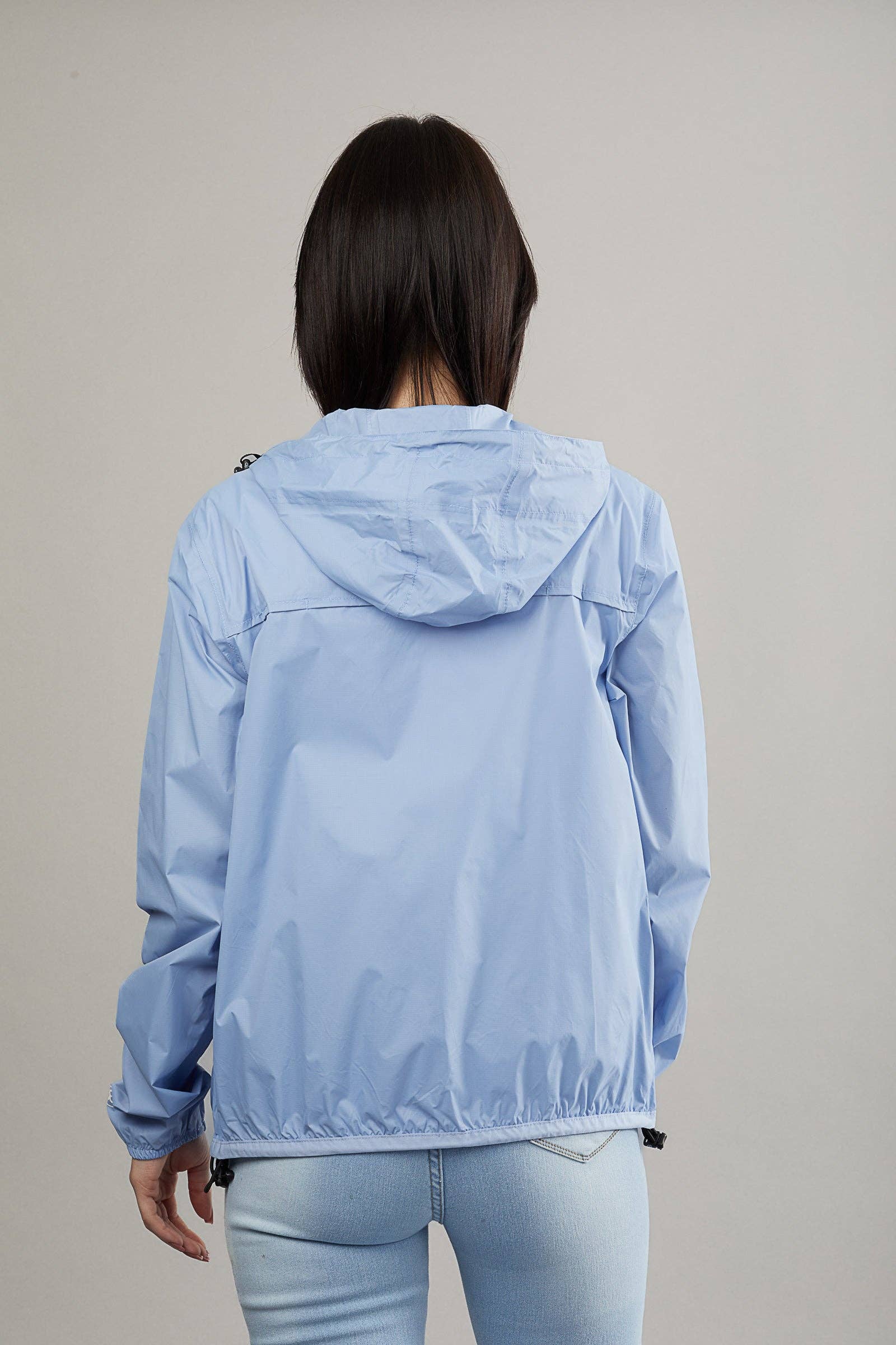 O8 Lifestyle - Wholesale Windbreaker - Women's - Women Boyfriend fit - Powder blue full zip packable rain jacket and windbreaker1