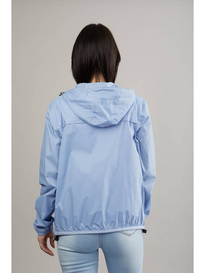 O8 Lifestyle - Wholesale Windbreaker - Women's - Women Boyfriend fit - Powder blue full zip packable rain jacket and windbreaker1