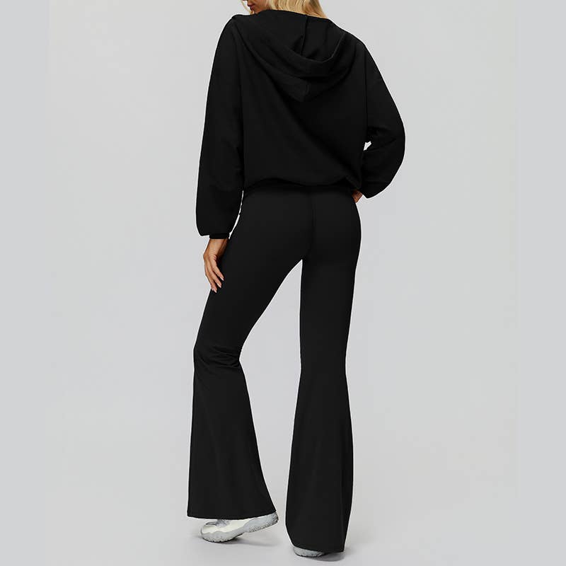 WONDERXFANS – wholesale Activewear set – Women′s – V-neck jacket+Sports tank top+High-waisted pleated back pant10