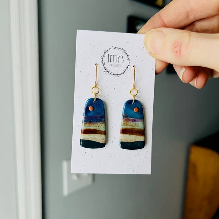 Faux Ceramic Inspired Landscape Earrings for wholesale by Letty’s Lovelies Co