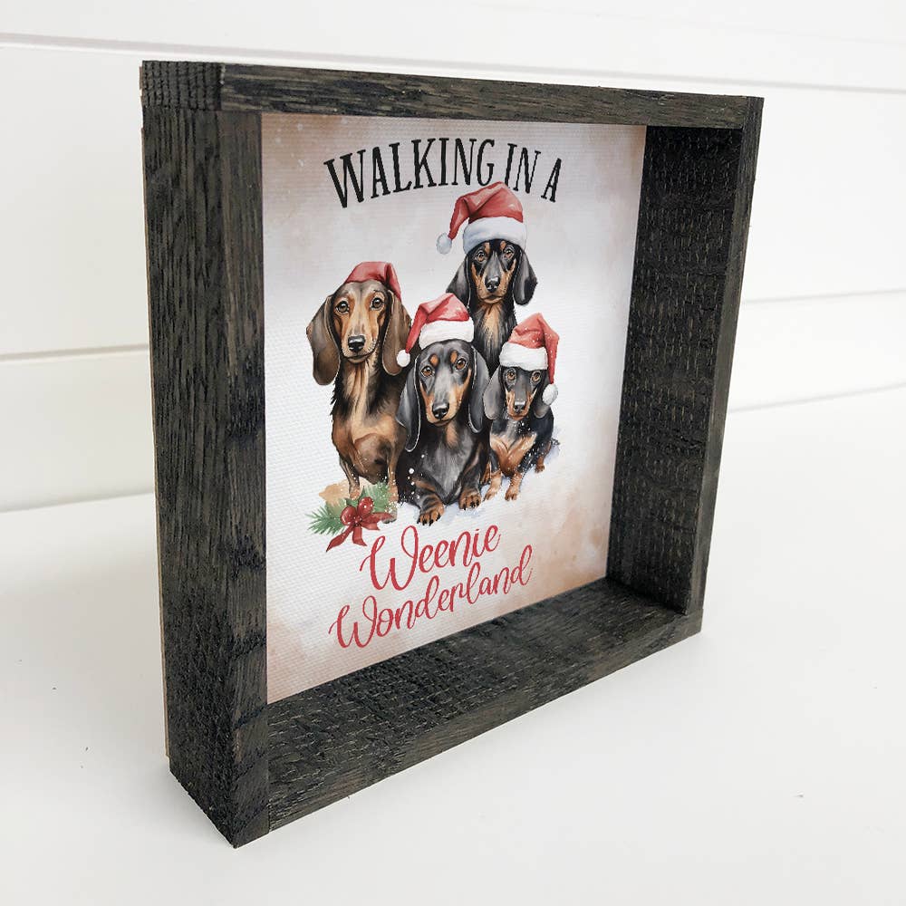Hangout Home - Wholesale Sign - Walking In a Weenie Wonderland - Funny Animal Holiday Canvas1