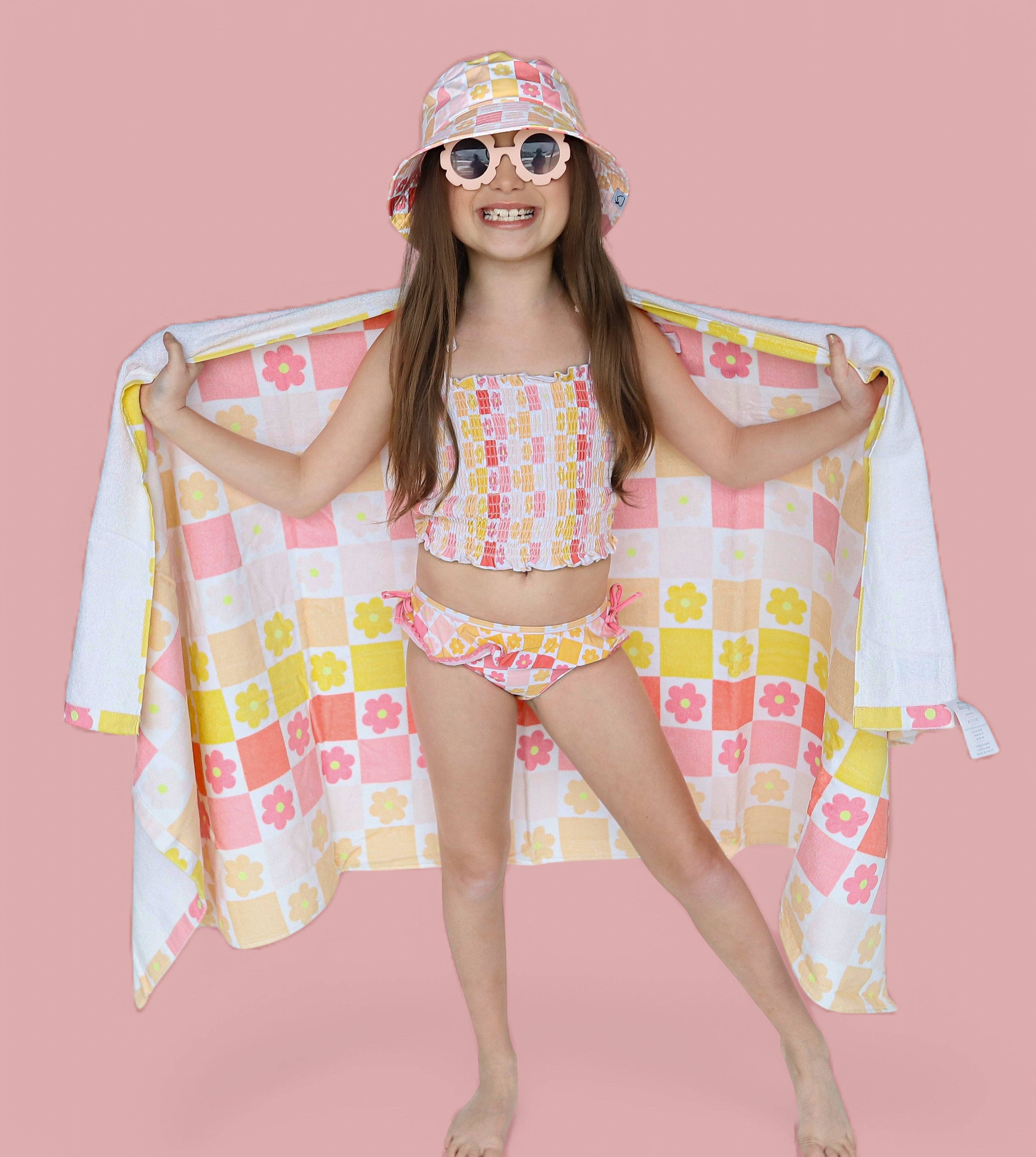 Dream Big Little Co. – wholesale Two-piece swimsuit – Kids – SUMMER SUNSET CHECKERS DREAM SMOCKED TANKINI TWO PIECE SWIM SUIT19