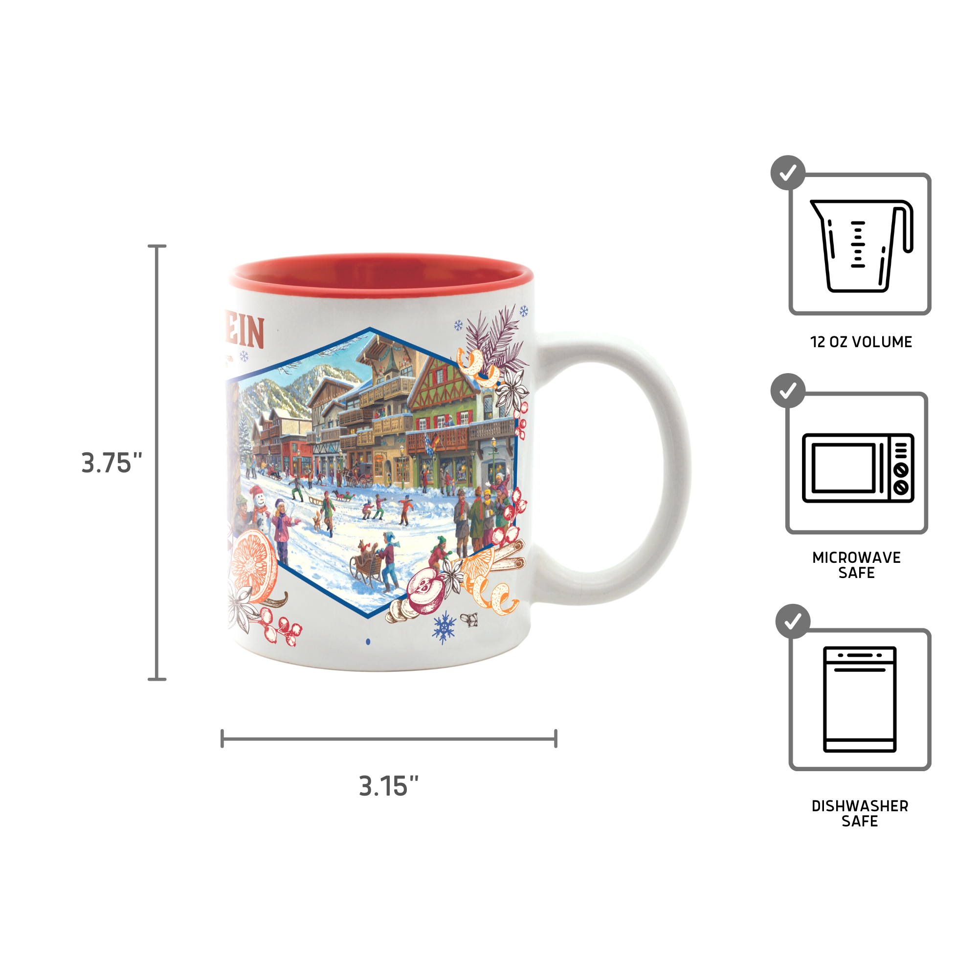European Heritage Gifts - Vente Tasse à café - Charmant mug en céramique Gluhwein German Village Winter Street2