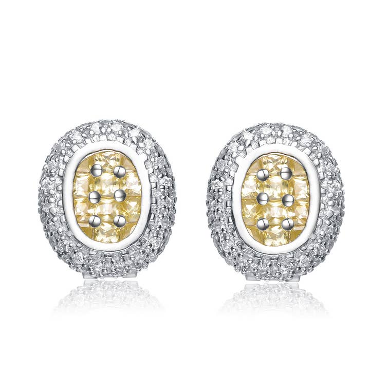 Boucles d'oreilles à tige en argent sterling avec oxyde de zirconium jaune pour la vente par Genevive